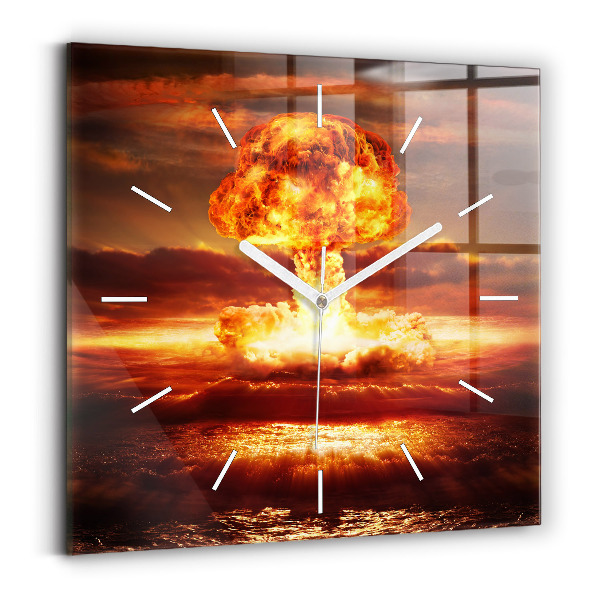 Wanduhr modern quadratisch Atombombenexplosion