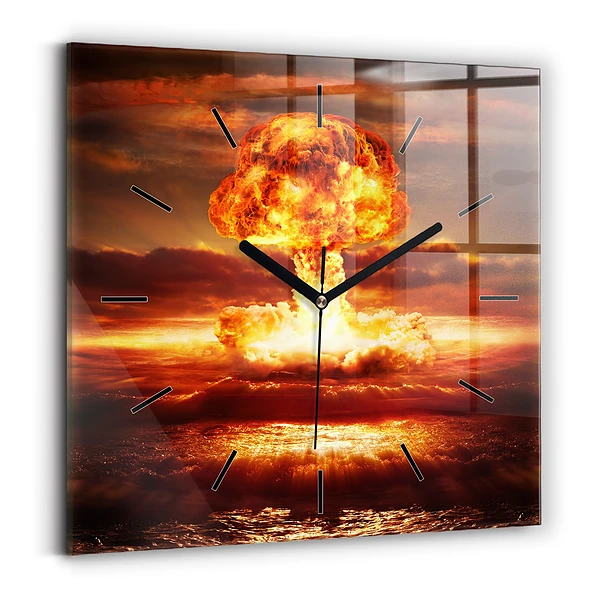 Wanduhr modern quadratisch Atombombenexplosion