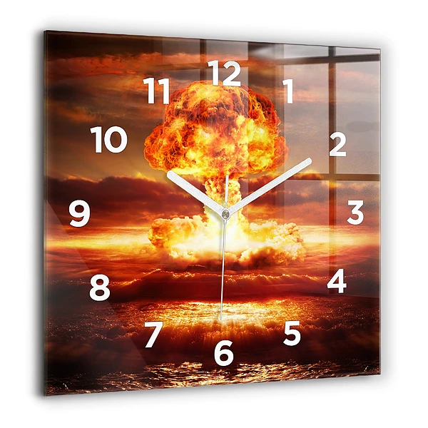 Wanduhr modern quadratisch Atombombenexplosion