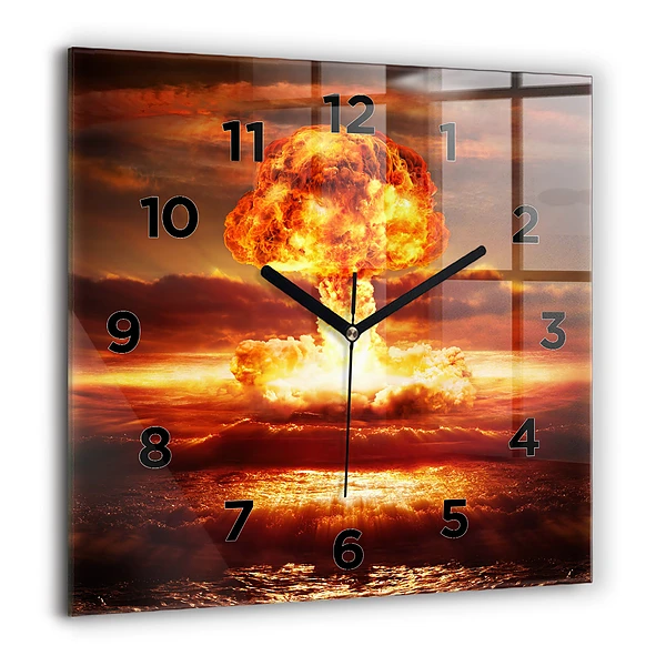 Wanduhr modern quadratisch Atombombenexplosion