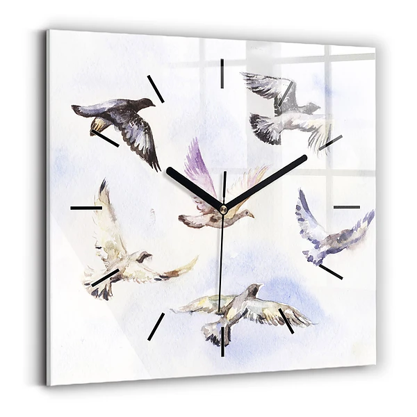 Wanduhr quadratisch mit motiv Fliegende Vögel