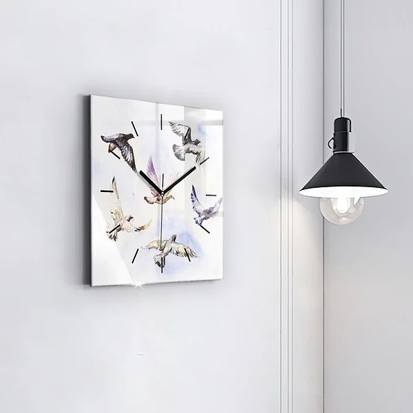 Wanduhr quadratisch mit motiv Fliegende Vögel