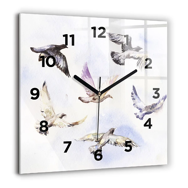 Wanduhr quadratisch mit motiv Fliegende Vögel
