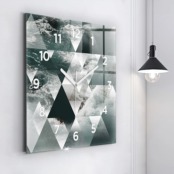 Wanduhr quadratisch mit motiv Meereswellen abstrakt