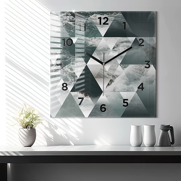 Wanduhr quadratisch mit motiv Meereswellen abstrakt