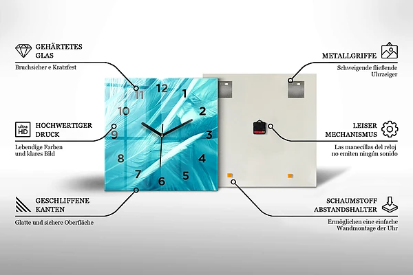 Wanduhr modern quadratisch Militärflugzeug im Flug