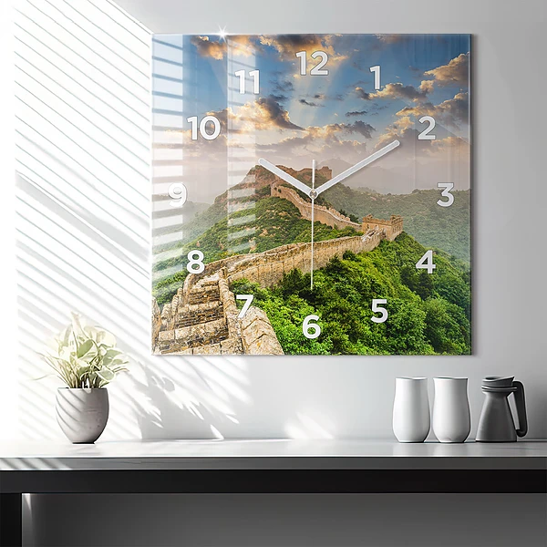 Wanduhr quadratisch mit motiv Große Mauer von China