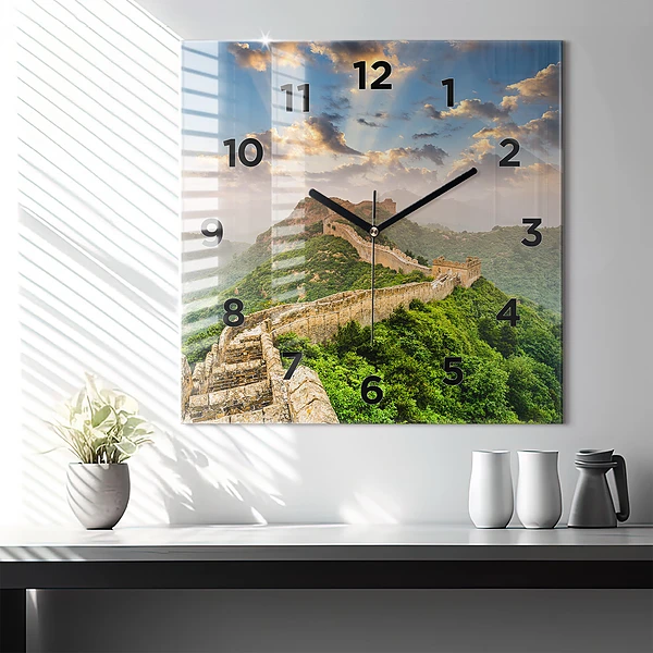 Wanduhr quadratisch mit motiv Große Mauer von China