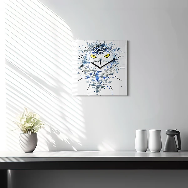 Wanduhr modern quadratisch Eulenblick