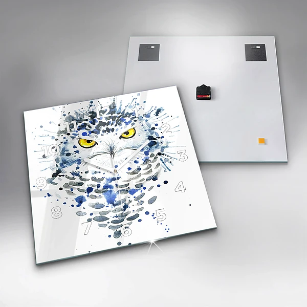 Wanduhr modern quadratisch Eulenblick