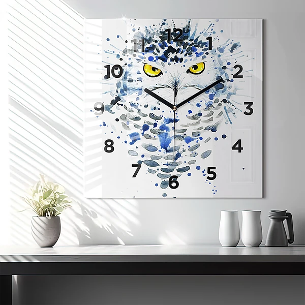 Wanduhr modern quadratisch Eulenblick