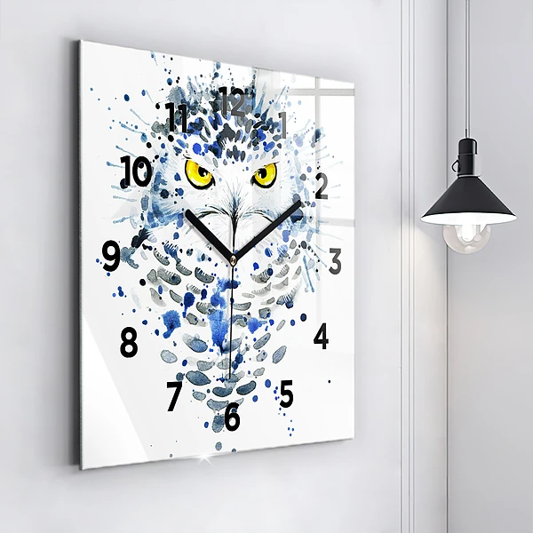 Wanduhr modern quadratisch Eulenblick