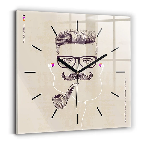 Wanduhr modern quadratisch Mann mit Pfeife