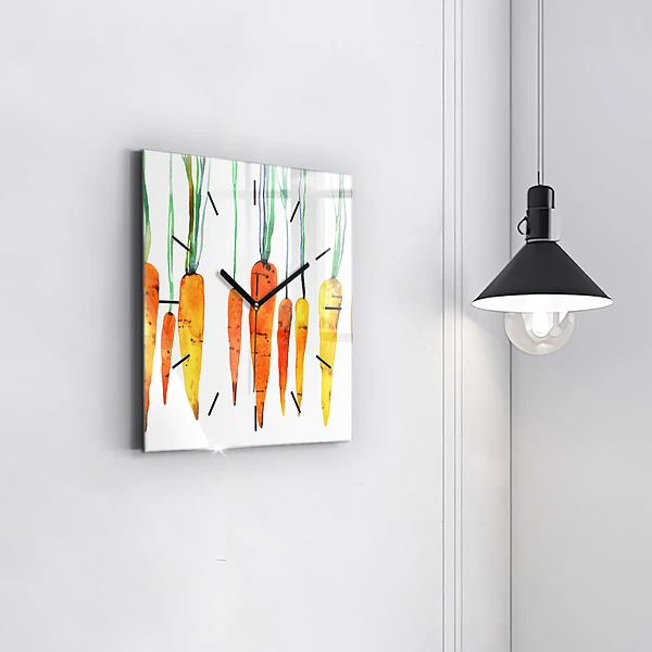Wanduhr quadratisch Illustration von Karotten