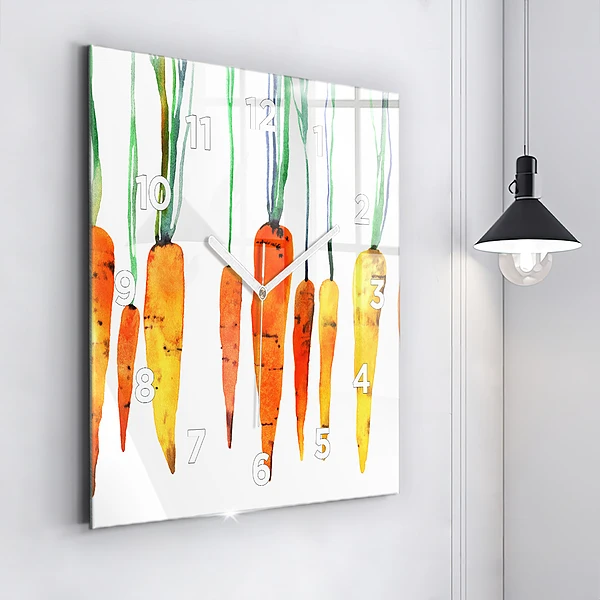 Wanduhr quadratisch Illustration von Karotten