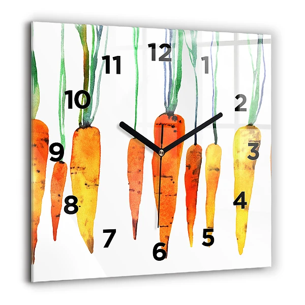 Wanduhr quadratisch Illustration von Karotten