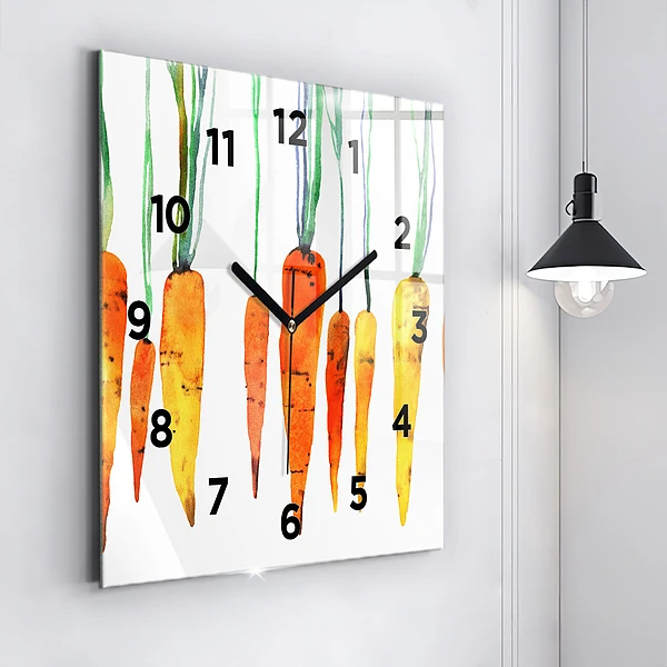 Wanduhr quadratisch Illustration von Karotten