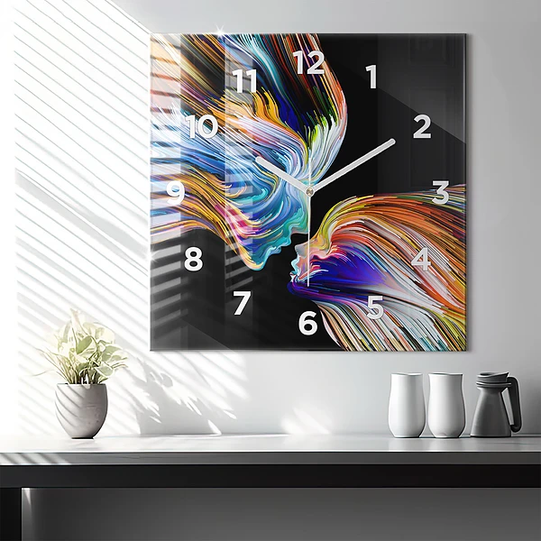Wanduhr quadratisch Emotionale Kunst