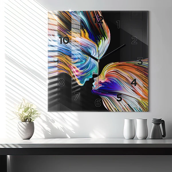 Wanduhr quadratisch Emotionale Kunst