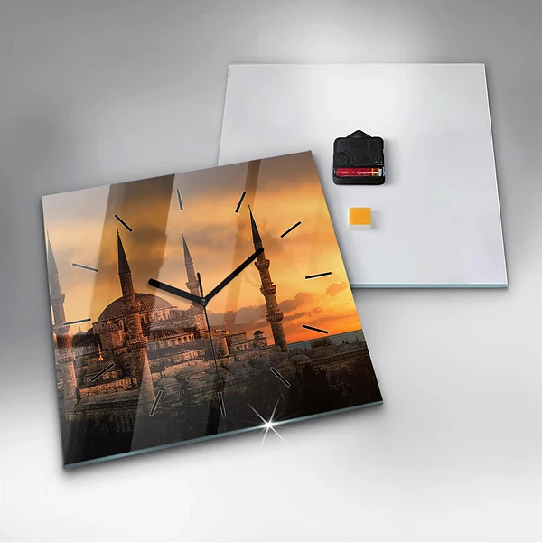 Wanduhr modern quadratisch Istanbuler Moschee