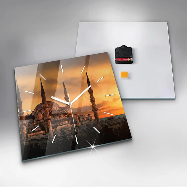 Wanduhr modern quadratisch Istanbuler Moschee
