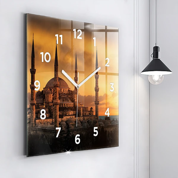 Wanduhr modern quadratisch Istanbuler Moschee