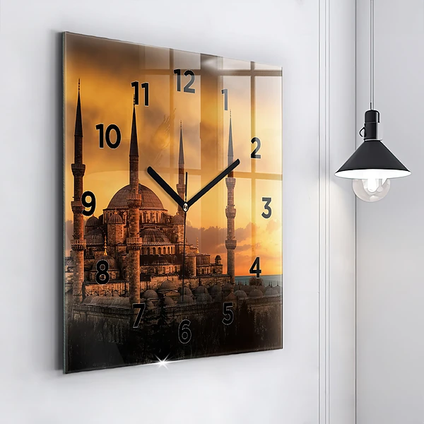 Wanduhr modern quadratisch Istanbuler Moschee