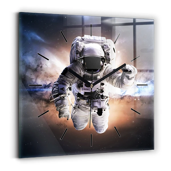 Wanduhr quadratisch mit motiv Astronaut im Weltraum