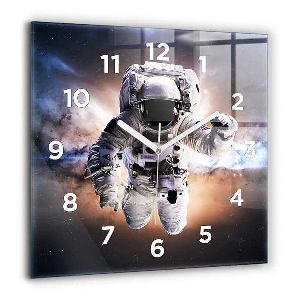Wanduhr quadratisch mit motiv Astronaut im Weltraum