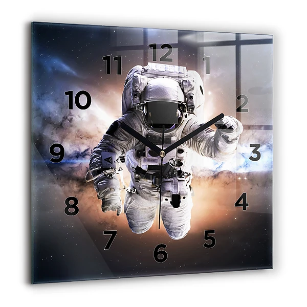 Wanduhr quadratisch mit motiv Astronaut im Weltraum