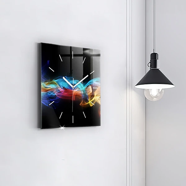 Wanduhr modern quadratisch Abstrakte farbige Linien