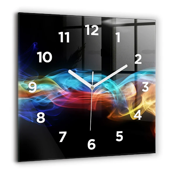 Wanduhr modern quadratisch Abstrakte farbige Linien