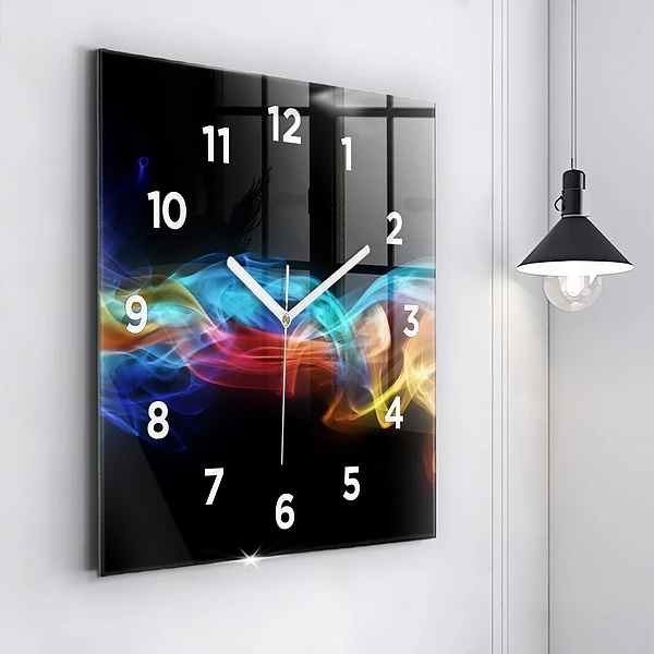 Wanduhr modern quadratisch Abstrakte farbige Linien