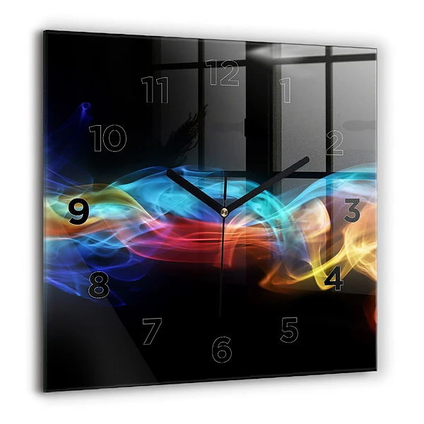Wanduhr modern quadratisch Abstrakte farbige Linien