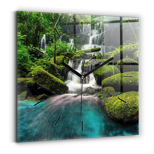 Wanduhr modern quadratisch Wasserfall Thailand