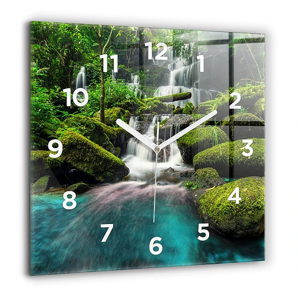 Wanduhr modern quadratisch Wasserfall Thailand