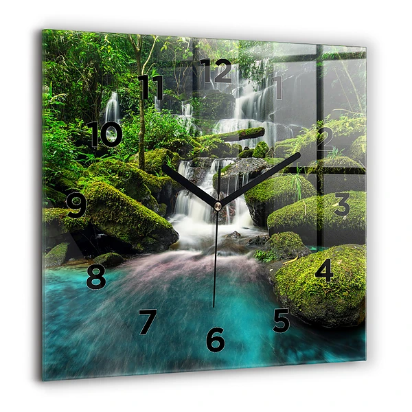 Wanduhr modern quadratisch Wasserfall Thailand