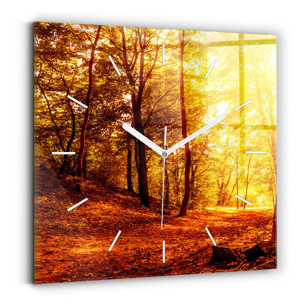 Wanduhr quadratisch Waldlandschaft in der Sonne