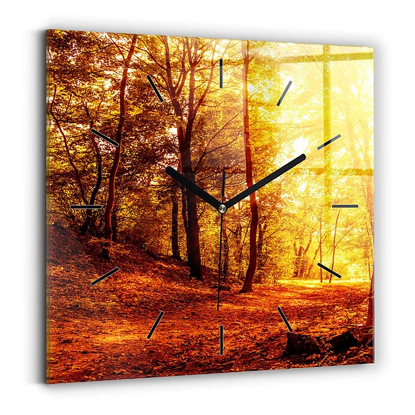 Wanduhr quadratisch Waldlandschaft in der Sonne