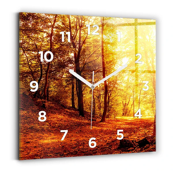 Wanduhr quadratisch Waldlandschaft in der Sonne
