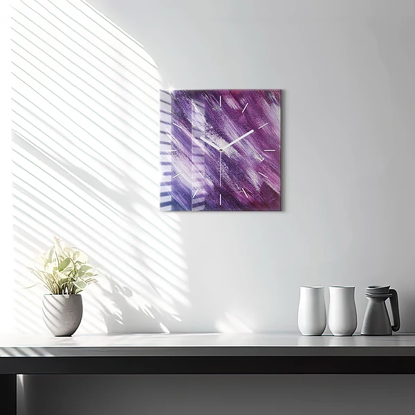 Wanduhr modern quadratisch Acrylfarbe Textur