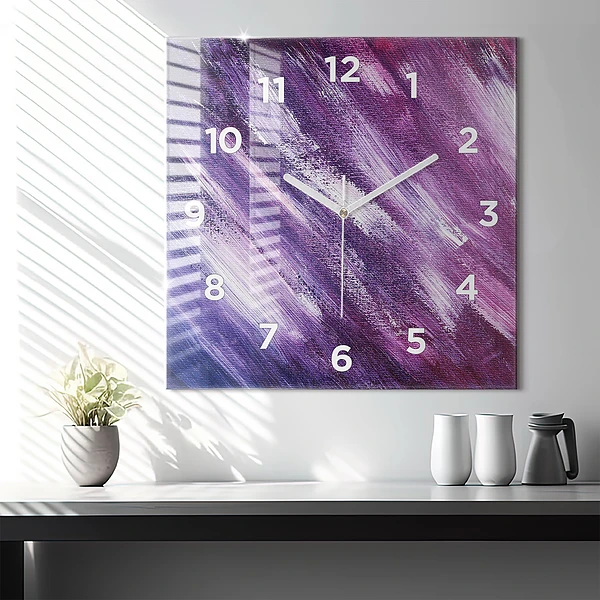 Wanduhr modern quadratisch Acrylfarbe Textur