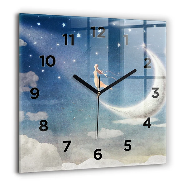 Wanduhr quadratisch Mädchen auf dem Mond