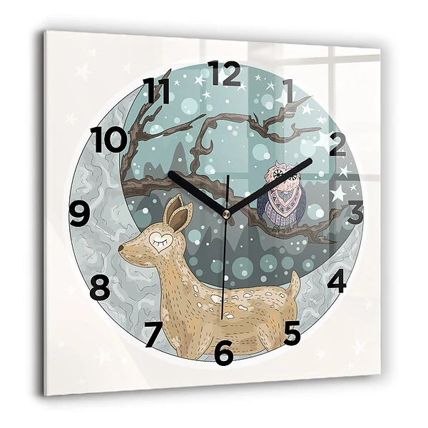 Wanduhr quadratisch mit motiv Nächtliche Tiere Mond