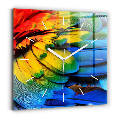 Wanduhr quadratisch Ara-Vogel Bunte Flügel