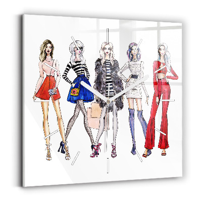 Wanduhr quadratisch Modische Mädchen