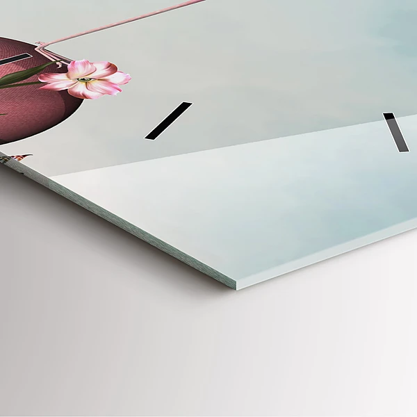 Wanduhr quadratisch mit motiv Surrealistischer Flamingo