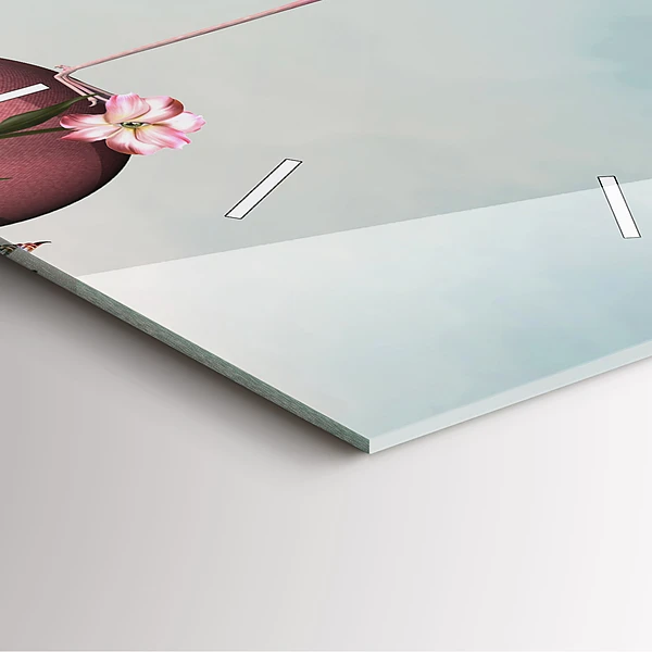 Wanduhr quadratisch mit motiv Surrealistischer Flamingo