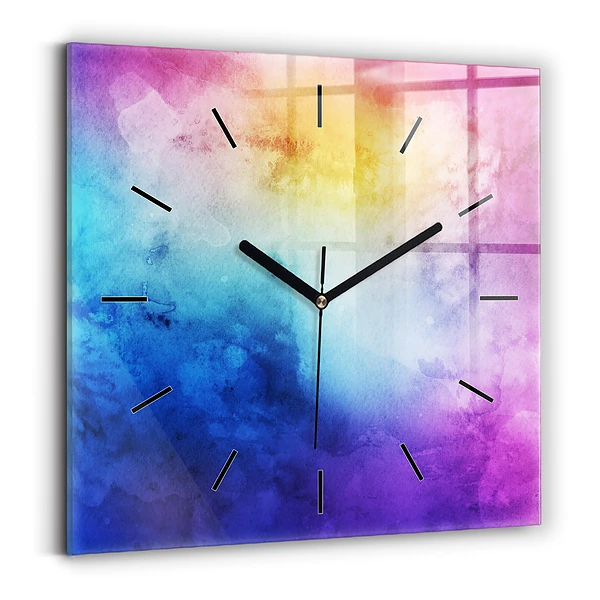 Wanduhr quadratisch Bunte Flecken