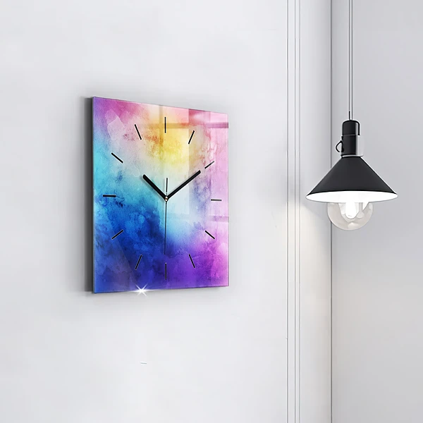 Wanduhr quadratisch Bunte Flecken